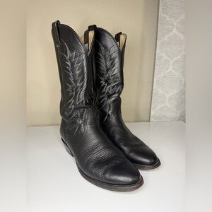 Vintage Nocona Black Leather Western Cowboy Boots Mens 9.5 USA Made